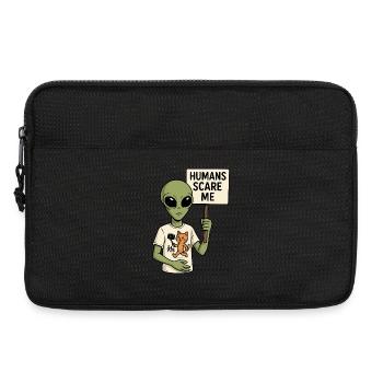 Alien Extraterrestre avec de l’humour - Les humains me font peur - Sacoche pour ordinateur portable 13 pouces - noir - Devant