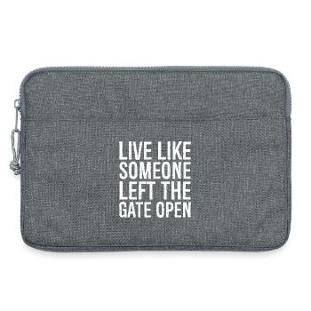 Lebe, als hätte jemand das Tor offen gelassen - Laptoptasche 13" - Grau meliert - Vorne