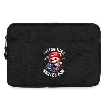Skater teddy bear on skateboard - Laptop bag 13" - black - Front