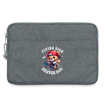 Skater Teddybär auf Skateboard - Laptoptasche 13" - Grau meliert - Vorne
