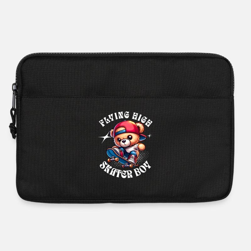 Skater teddy bear on skateboard - Laptop bag 13" - black