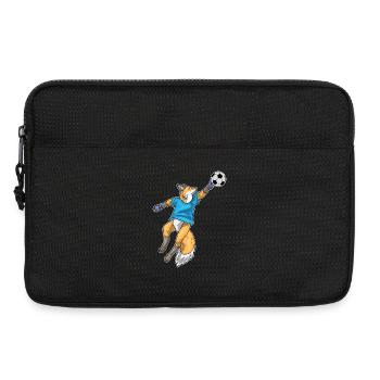 Fuchs Fußballspieler Fußball - Laptoptasche 13" - Schwarz - Vorne