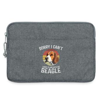 Illustration humoristique de beagle avec coucher de soleil rétro - Sacoche pour ordinateur portable 13 pouces - gris chiné - Devant