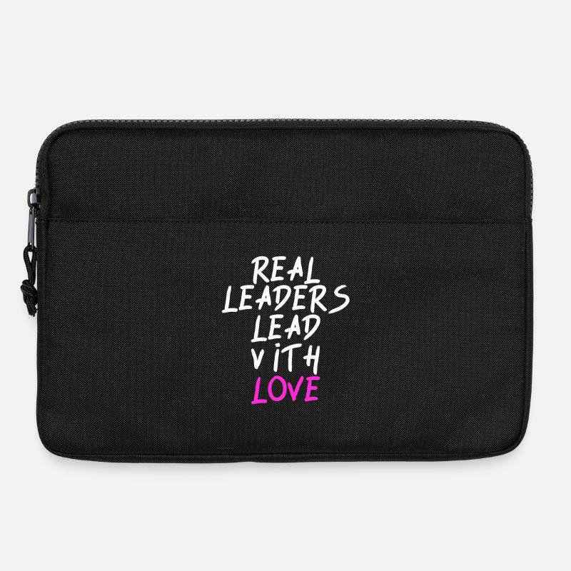 Les vrais leaders dirigent avec amour - Sacoche pour ordinateur portable 13 pouces - noir