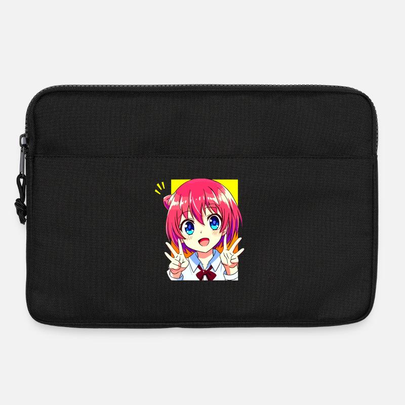 Süßes Anime Manga Mädchen - Peace Zeichen Kawaii - Laptoptasche 13" - Schwarz