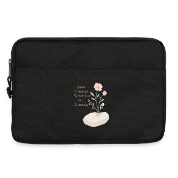 Motif floral inspirant - Espoir et force - Sacoche pour ordinateur portable 13 pouces - noir - Devant