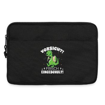 Einschulung Geschenk Dino Junge Schulstart - Laptoptasche 13" - Schwarz - Vorne