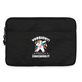 Einschulung Geschenk Einhorn Mädchen Schulstart - Laptoptasche 13" - Schwarz - Vorne