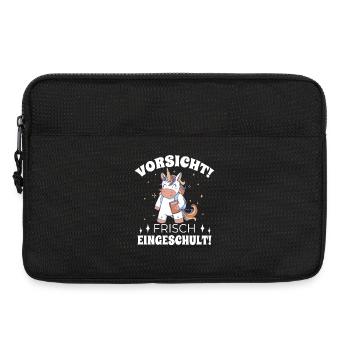 Einschulung Geschenk Einhorn Mädchen Schulstart - Laptoptasche 13" - Schwarz - Vorne