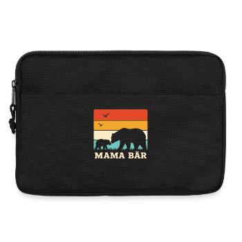 Mama Bär Retro Streifen Vintage Mutter und Baby - Laptoptasche 13" - Schwarz - Vorne