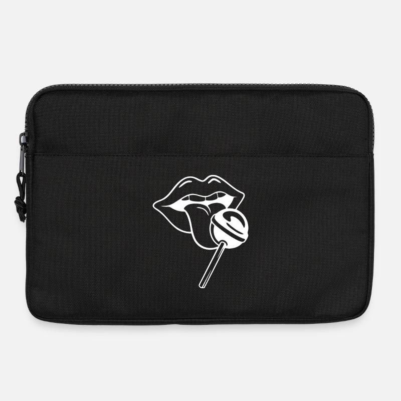 Verspielte Lollipop Lippenillustration - Laptoptasche 13" - Schwarz