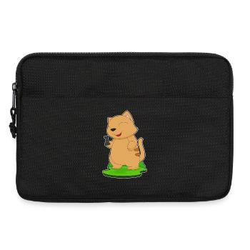 Katze Schachfigur Turm Schach - Laptoptasche 13" - Schwarz - Vorne