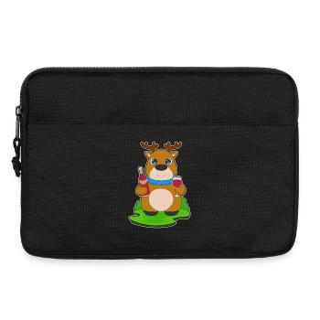 Reindeer bottle of red wine - Laptop bag 13" - black - Front