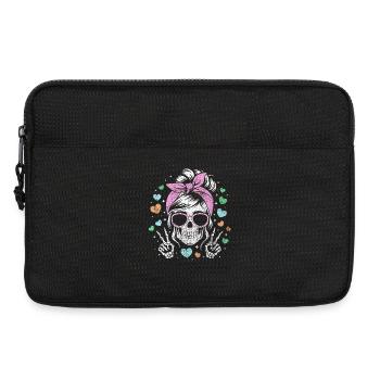 Playful Skull Girl with Heart Accents - Laptop bag 13" - black - Front