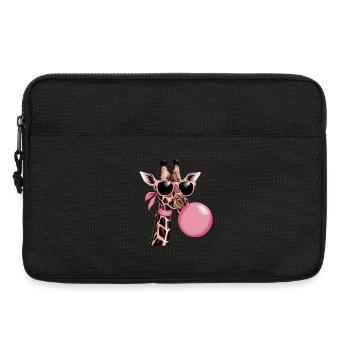 Funny Pink Giraffe with Glasses and Bubble - Laptop bag 13" - black - Front
