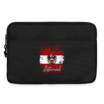 Drapeau du grunge autriche, j’adore l’Autriche - Sacoche pour ordinateur portable 13 pouces - noir - Devant