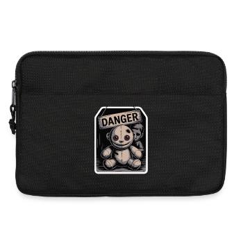 Poupée étrange avec un panneau de danger - Sacoche pour ordinateur portable 13 pouces - noir - Devant