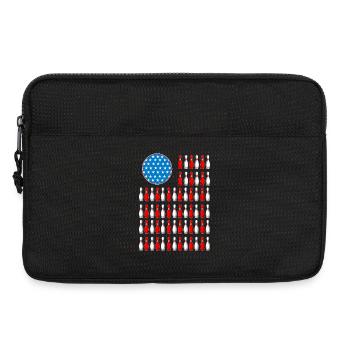 Drapeau des États-Unis patriotique Bowling Pins Pattern - Sacoche pour ordinateur portable 13 pouces - noir - Devant