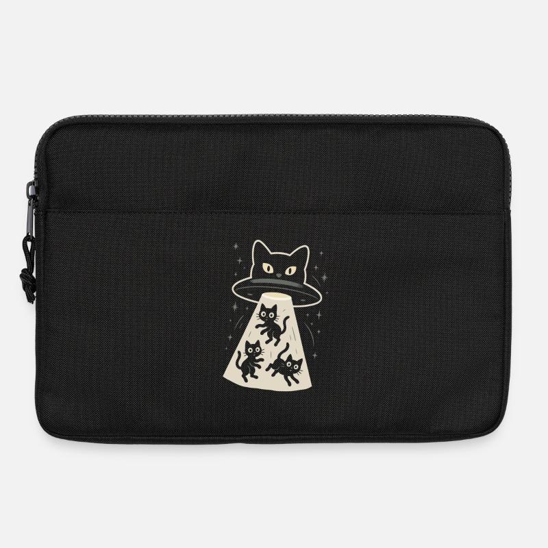 Katze, UFO, Lustige Kätzchen & Alien - Laptoptasche 13" - Schwarz