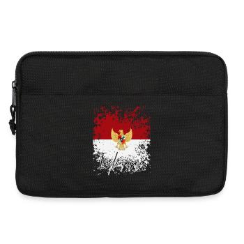 Grunge Indonesian flag, I love Indonesia - Laptop bag 13" - black - Front