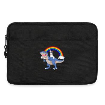 Dinosaure ludique avec arc-en-ciel et bouledogue français - Sacoche pour ordinateur portable 13 pouces - noir - Devant