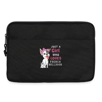 Französische Bulldogge Mädchen Liebe - Laptoptasche 13" - Schwarz - Vorne