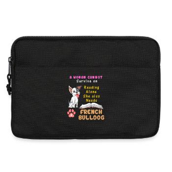 A Woman Needs French Bulldog – Reading & Dog Lover - Laptop bag 13" - black - Front