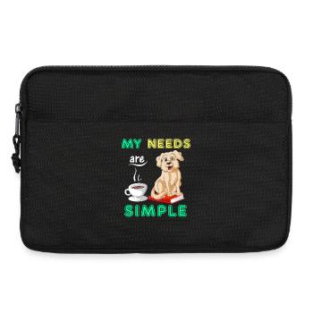 Cute Golden Retriever and Coffee Inspirational  - Laptop bag 13" - black - Front