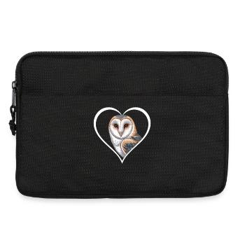 Porträt einer Eule im Herzrahmen - Laptoptasche 13" - Schwarz - Vorne