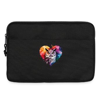 Fern hawk in colorful watercolor heart - Laptop bag 13" - black - Front