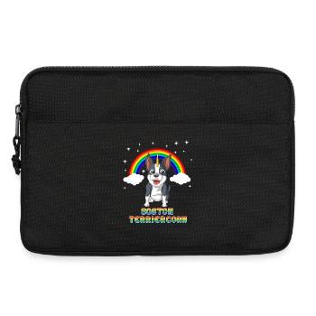 Boston Terrier Einhorn unter Regenbogen - Laptoptasche 13" - Schwarz - Vorne