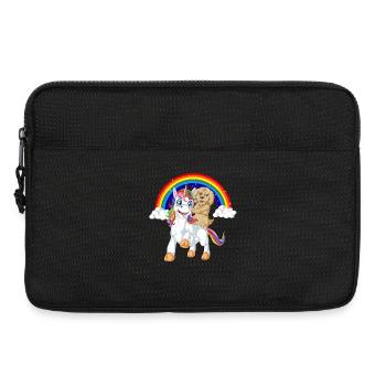 Whimsical Unicorn and Golden Doodle Under Rainbow - Laptop bag 13" - black - Front