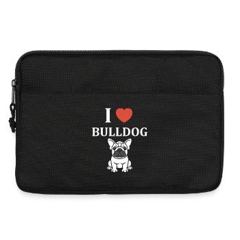 Lustiges Bulldoggen-Design mit rotem Herz - Laptoptasche 13" - Schwarz - Vorne