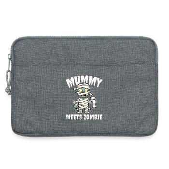 MUMMY MEETS ZOMBIE - ZOMBIE HALLOWEEN - Laptop bag 13" - heather grey - Front