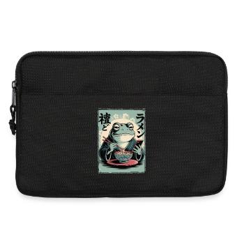 Funny frog, grumpy, Japanese art, ramen - Laptop bag 13" - black - Front