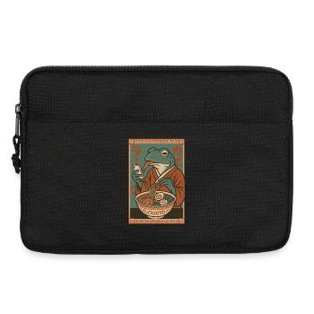 Funny frog, grumpy, Japanese art, ramen - Laptop bag 13" - black - Front