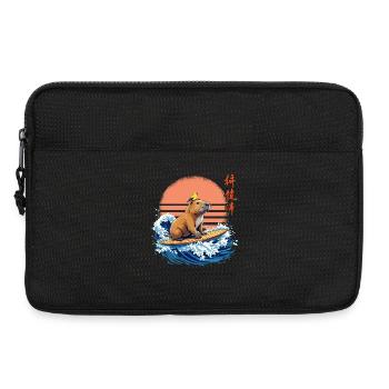 Capybara, surf, japonais, surfeur, capybara - Sacoche pour ordinateur portable 13 pouces - noir - Devant