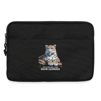 Juste une fille qui aime les léopards des neiges - Sacoche pour ordinateur portable 13 pouces - noir - Devant