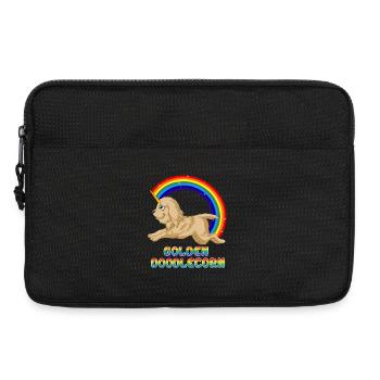 Skurriler Einhorn-Hund mit Regenbogen-Motiv - Laptoptasche 13" - Schwarz - Vorne