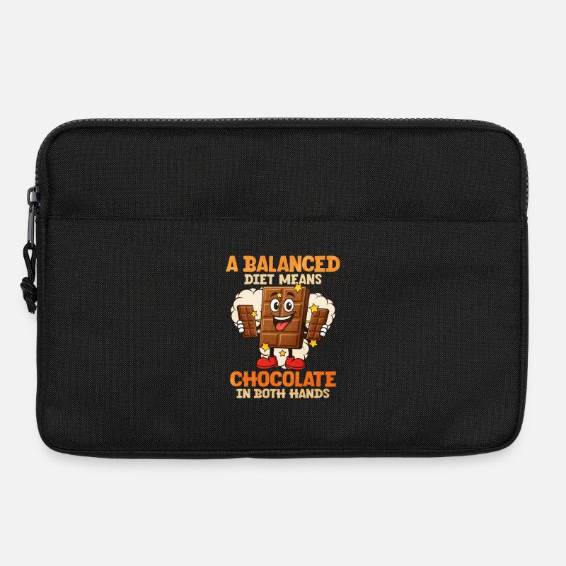 Ausgewogenes Schokoladen-Motiv mit Comic-Charakter - Laptoptasche 13" - Schwarz