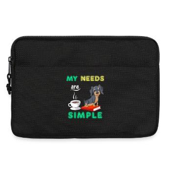 Books Coffee and Dachshund Funny Dog Lover Design - Laptop bag 13" - black - Front