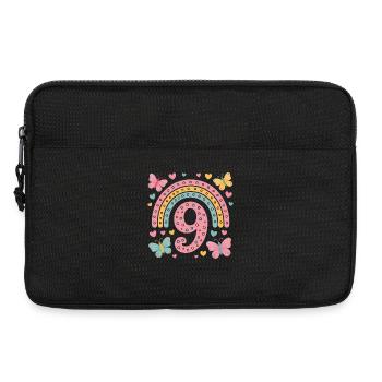 Regenbogen Schmetterling 9. Geburtstag Mädchen - Laptoptasche 13" - Schwarz - Vorne