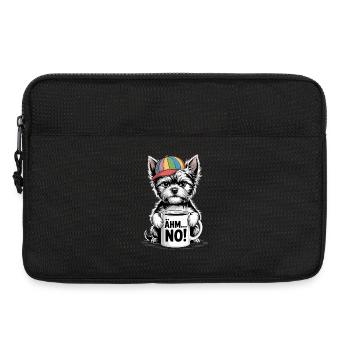 Funny dog with coffee and rainbow hat - Laptop bag 13" - black - Front