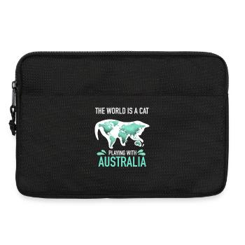 Weltkarte Katze spielt mit Australien - Laptoptasche 13" - Schwarz - Vorne