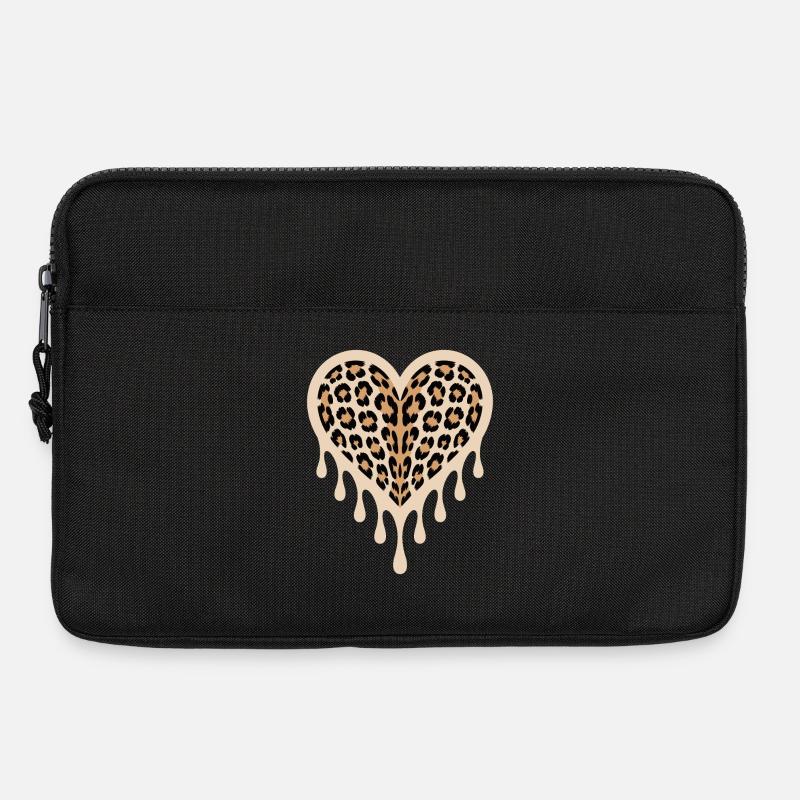 Leopard Herz - Laptoptasche 13" - Schwarz