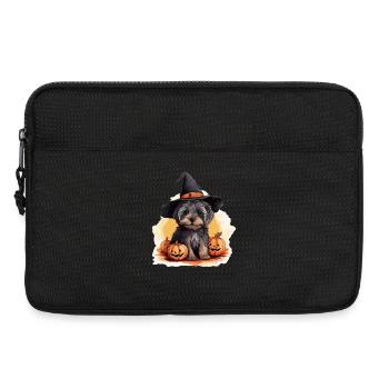 Halloween chapeau de sorcière citrouille chien Yorkshire terrier - Sacoche pour ordinateur portable 13 pouces - noir - Devant