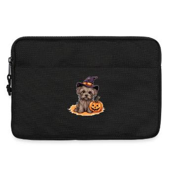 Halloween chapeau de sorcière citrouille chien Yorkshire terrier - Sacoche pour ordinateur portable 13 pouces - noir - Devant