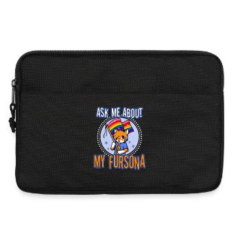 Ask me about my Fursona - Laptop bag 13" - black - Front