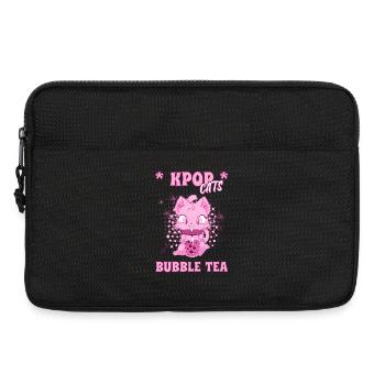 K-Pop Kätzchen mit Bubble Tea Südkorea Seoul - Laptoptasche 13" - Schwarz - Vorne