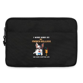 Funny French Bulldog Work Motivational Design - Laptop bag 13" - black - Front